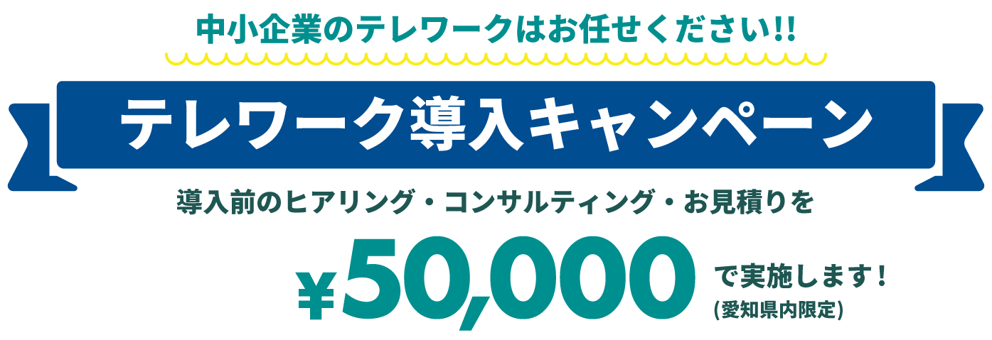 テレワーク導入キャンペーン！導入前のヒアリング・コンサルティング・お見積りの算出を¥50,000で実施します。